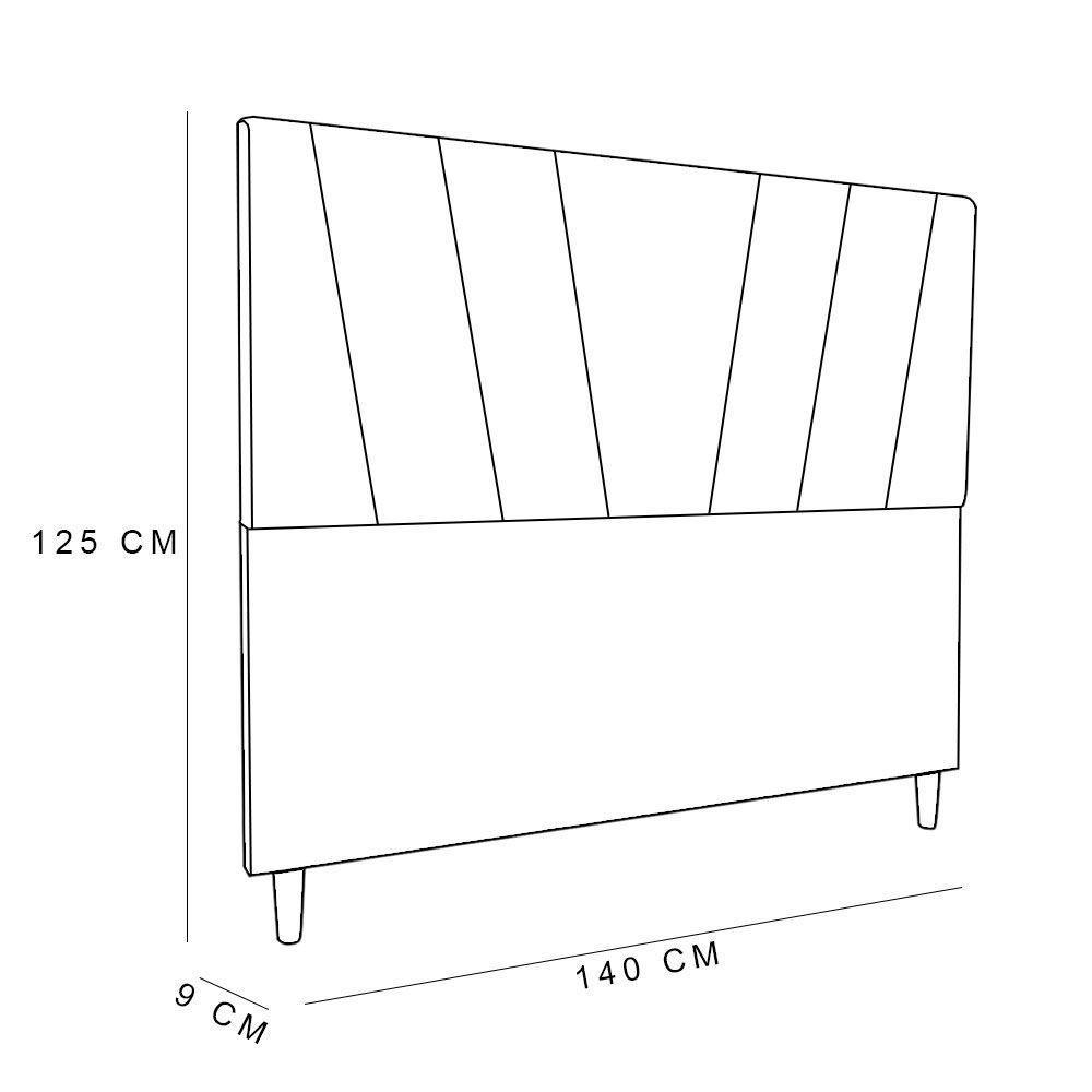 Cabeceira Casal 1,40m Italia Veludo Azul Marinho - 2