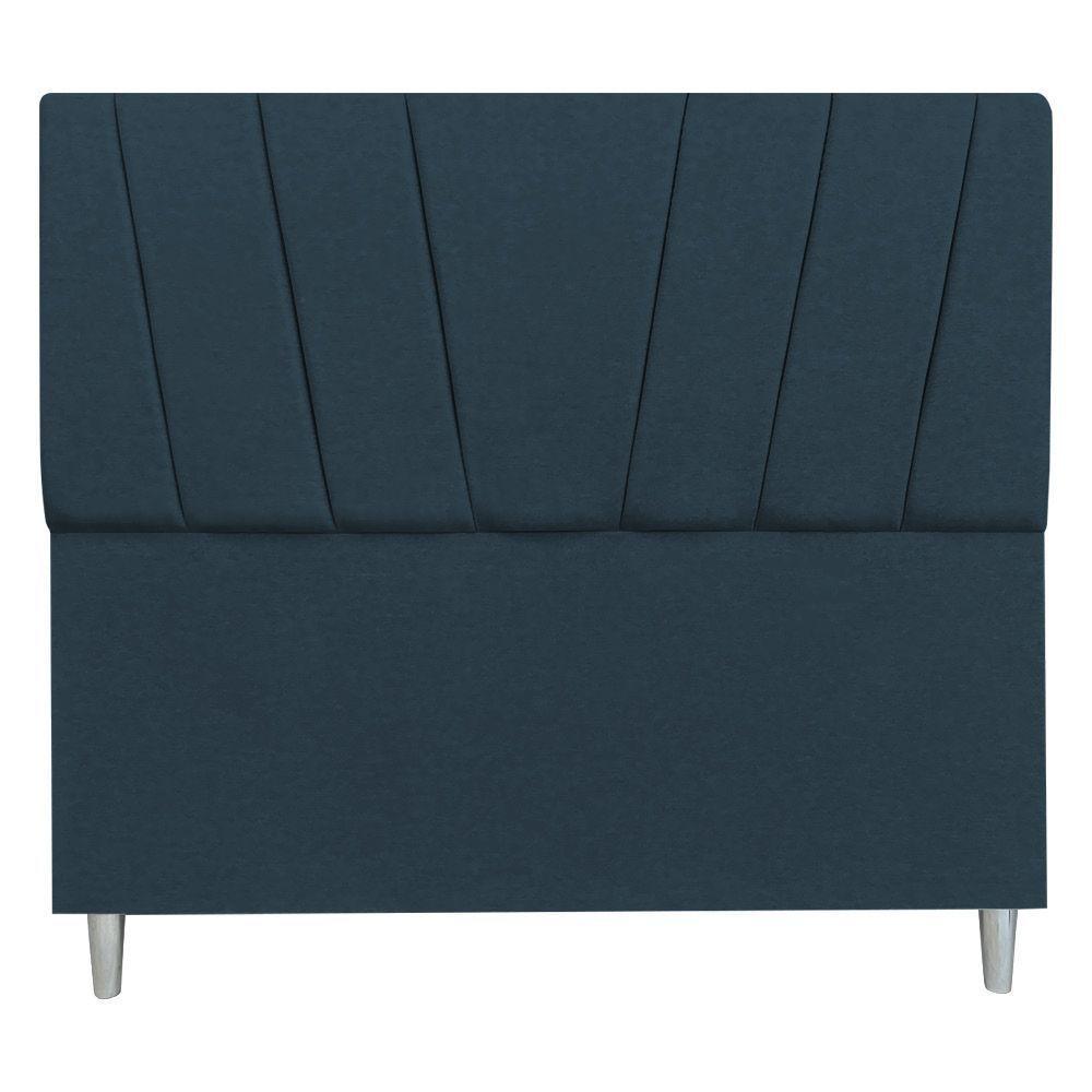 Cabeceira Casal 1,40m Italia Veludo Azul Marinho - 3