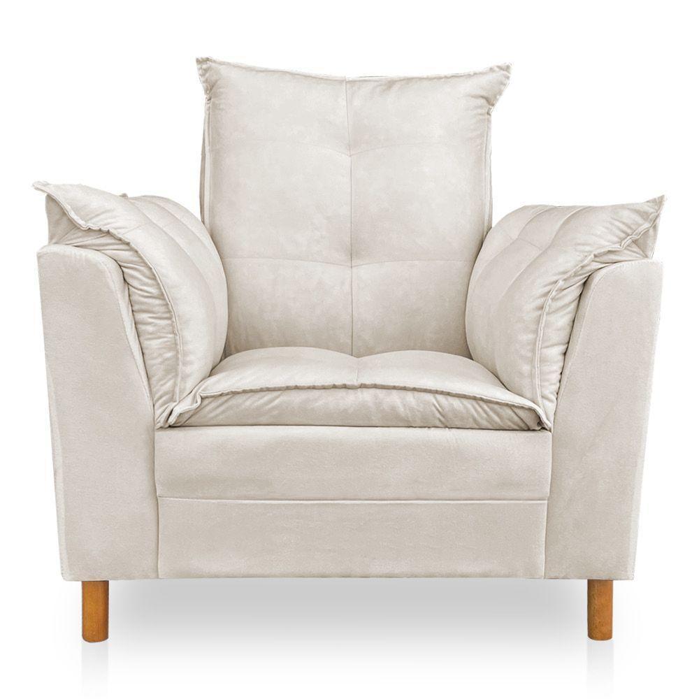 Poltrona De Amamentação Com Puff Laura Veludo Bege - 8