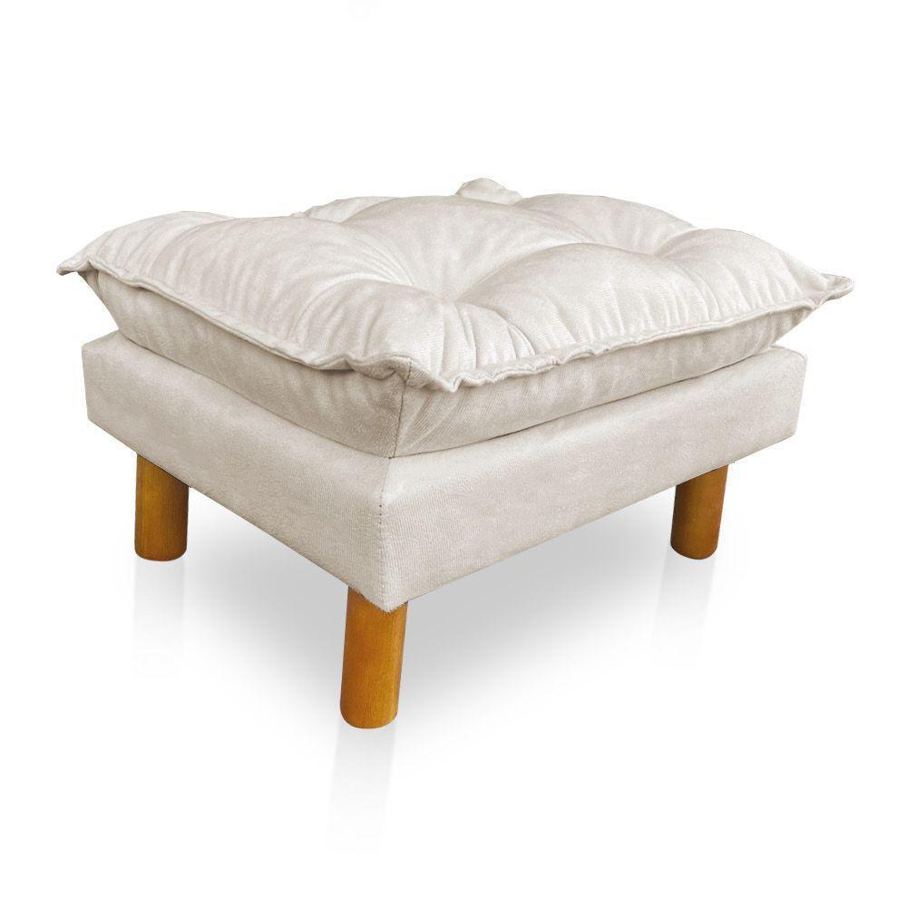 Poltrona De Amamentação Com Puff Laura Suede Bege - Pallazio - 3