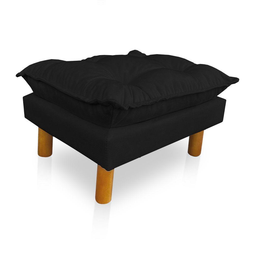 Poltrona De Amamentação Com Puff Laura Veludo Preto - 4