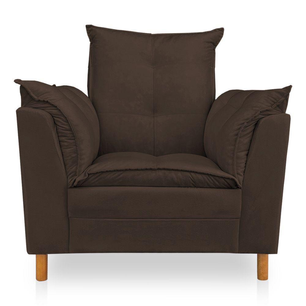 Poltrona De Amamentação Com Puff Laura Suede Marrom - Pallazio - 8