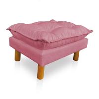 Poltrona De Amamentação Com Puff Laura Veludo Rosa