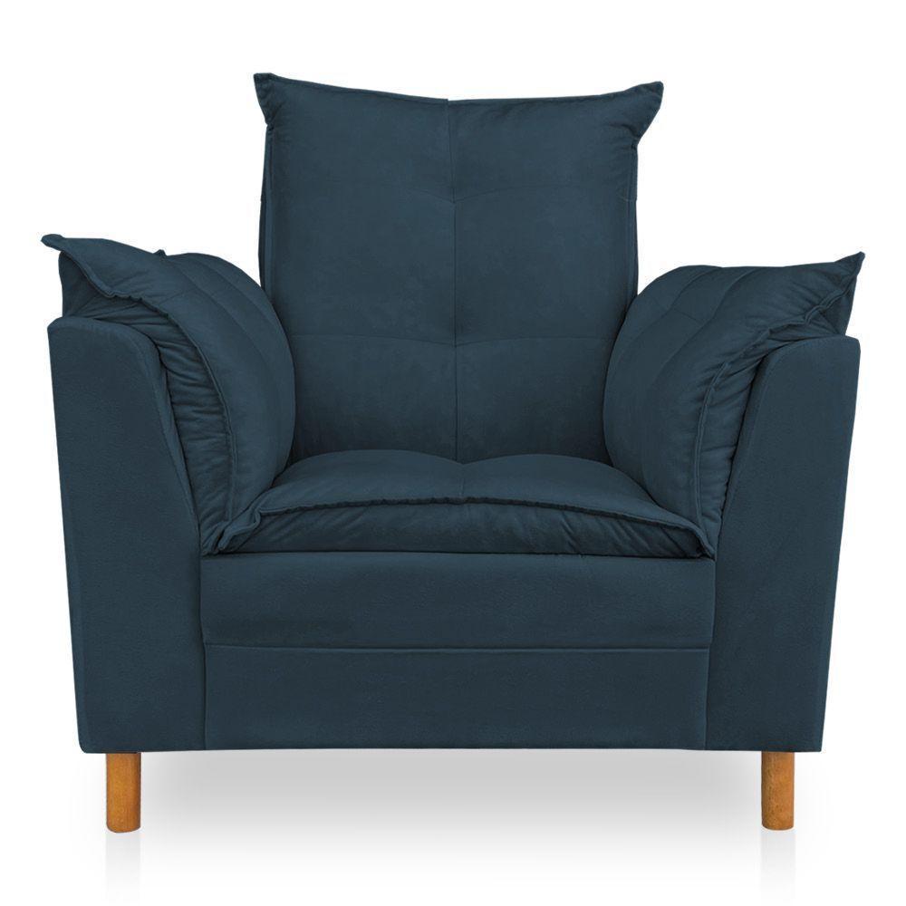 Poltrona De Amamentação Com Puff Laura Suede - Pallazio Cor Azul Marinho - 8