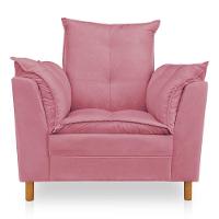 Poltrona De Amamentação Com Puff Laura Veludo Rosa - 8