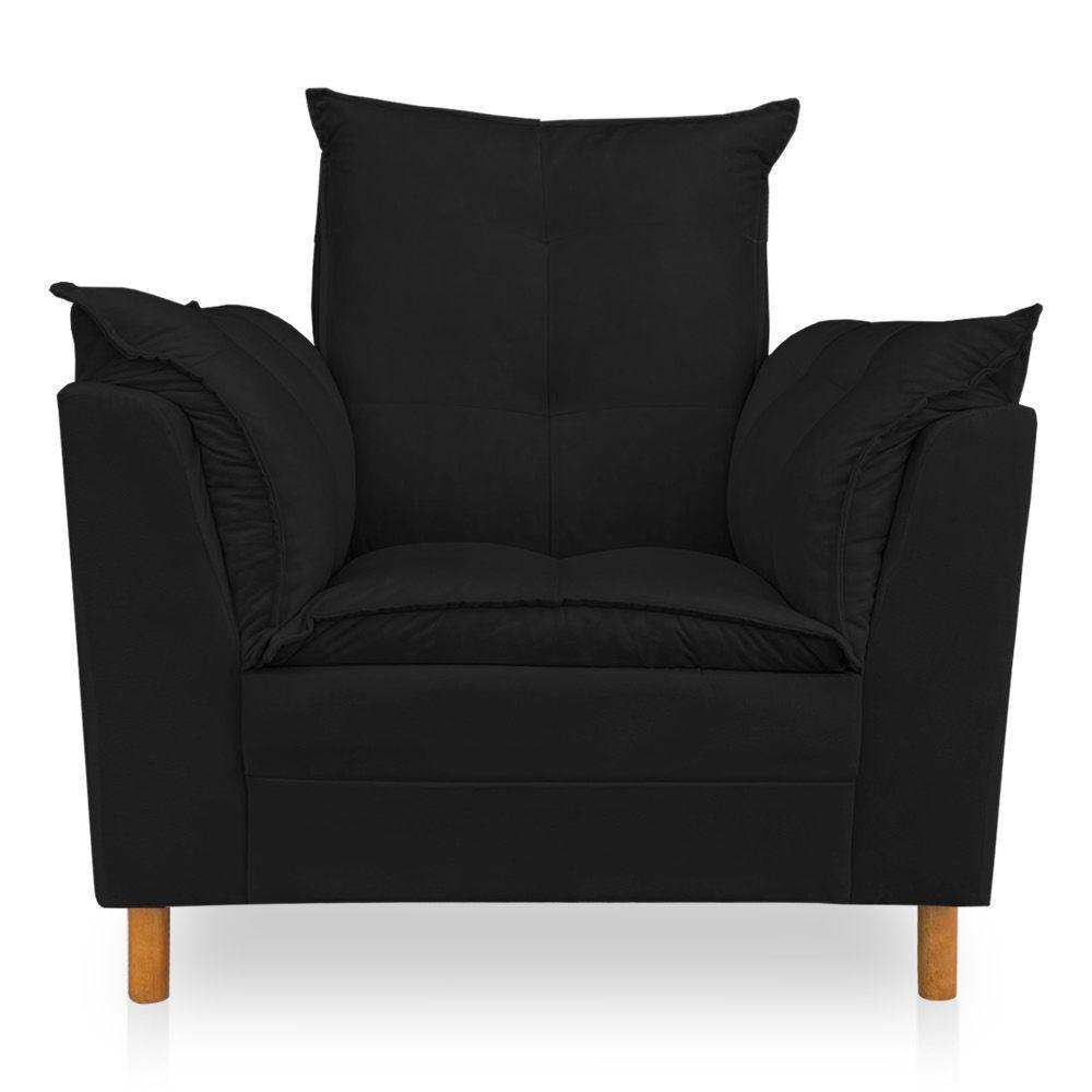 Poltrona De Amamentação Com Puff Laura Suede - Pallazio Cor Preto - 2