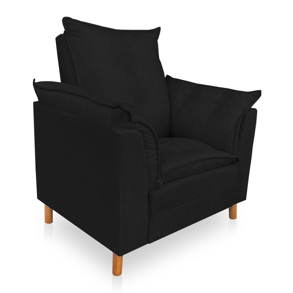 Poltrona De Amamentação Com Puff Laura Suede - Pallazio Cor Preto - 6