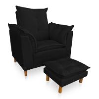 Poltrona De Amamentação Com Puff Laura Suede - Pallazio Cor Preto - 1