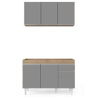 Armário Aéreo Virgínia E Balcão Para Pia 120cm Michigan Castanho-cinza - Lumil Móveis - 2