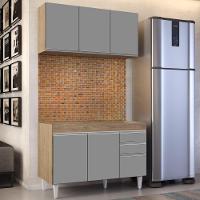 Armário Aéreo Virgínia E Balcão Para Pia 120cm Michigan Castanho-cinza - Lumil Móveis - 5