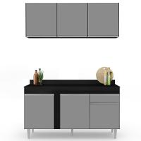 Armário Aéreo Argélia E Balcão Gabinete Para Pia Com Tampo 150cm Dakota Preto-cinza - Lumil - 2