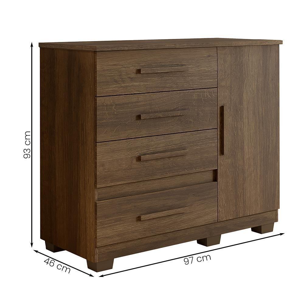 Comoda New Florença Quarto Com 4 Gavetas E 1 Porta Imbuia Imbuia - 2