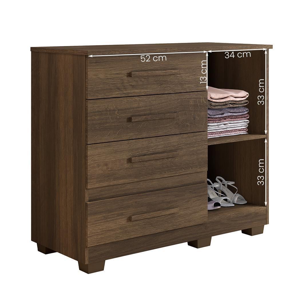 Comoda New Florença Quarto Com 4 Gavetas E 1 Porta Imbuia Imbuia - 3