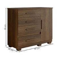 Comoda New Florença Quarto Com 4 Gavetas E 1 Porta Imbuia Imbuia - 2