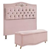 Conjunto Cabeceira E Calçadeira Holanda Shop Das Cabeceiras Rose - 1