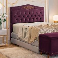 Cabeceira Holanda 1,60 Queen Veludo Shop Das Cabeceiras Roxo - 4