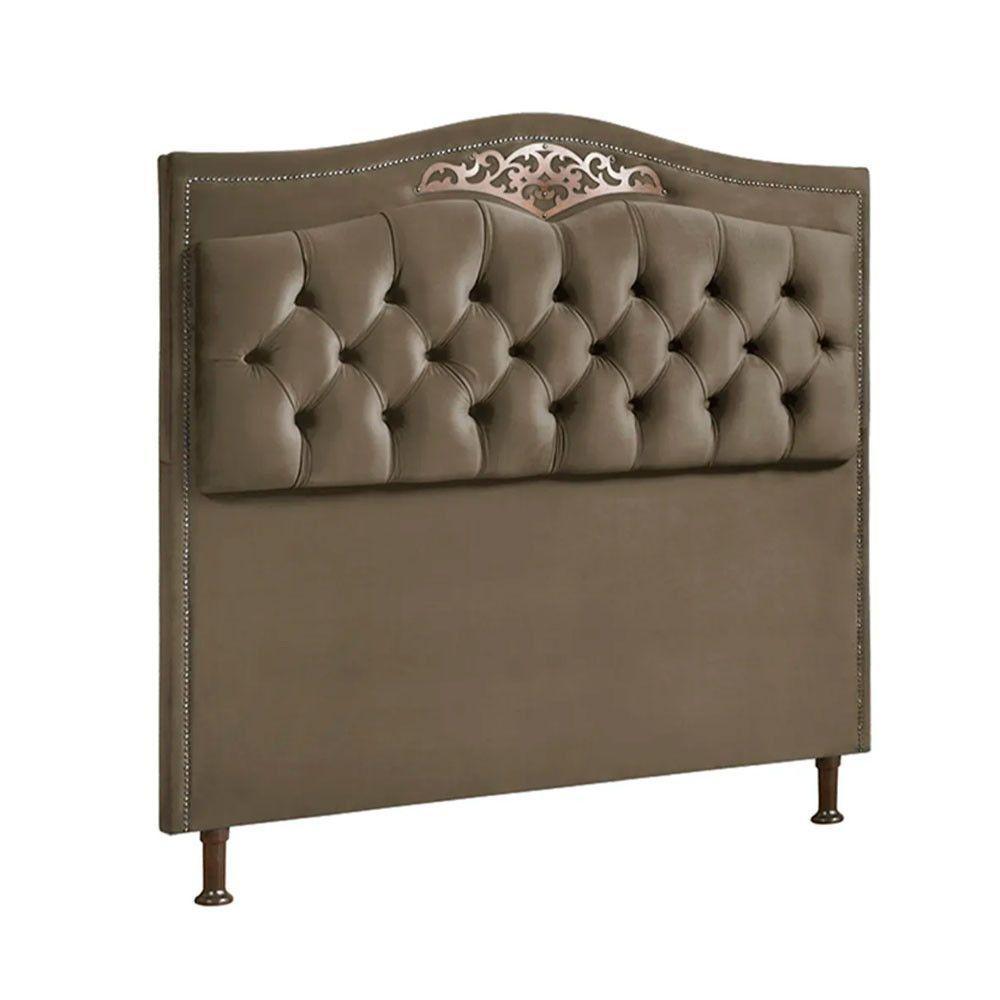 Cabeceira Holanda 1,60 Queen Veludo Shop Das Cabeceiras Marrom Castor - 1
