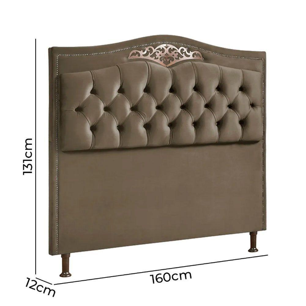 Cabeceira Holanda 1,60 Queen Veludo Shop Das Cabeceiras Marrom Castor - 3