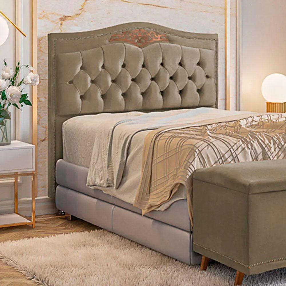 Cabeceira Holanda 1,60 Queen Veludo Shop Das Cabeceiras Marrom Castor - 4