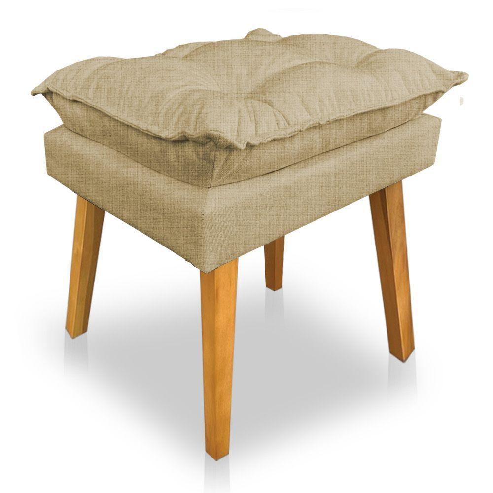 Kit Poltrona Decorativa E Puff Opala Luxo Linho Dourado Dal Poz Estofados - 4