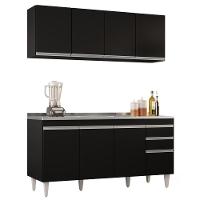 Armário Aéreo Nevada E Balcão Gabinete Com Pia 160cm Arkansas Preto - Lumil - 1