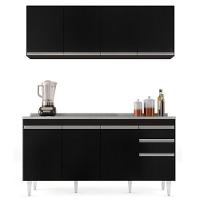 Armário Aéreo Nevada E Balcão Gabinete Com Pia 160cm Arkansas Preto - Lumil - 2