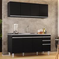 Armário Aéreo Nevada E Balcão Gabinete Com Pia 160cm Arkansas Preto - Lumil - 6