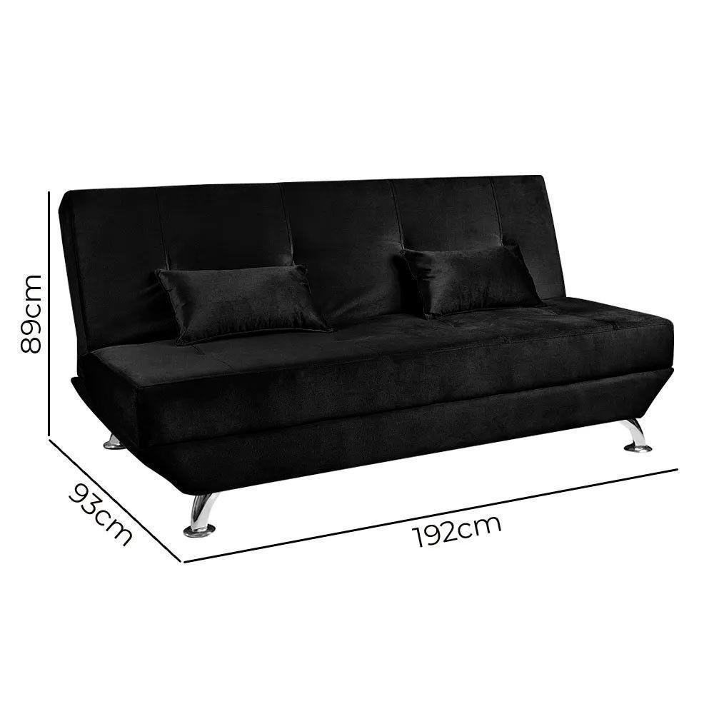 Sofá Cama Dubai 3 Lugares Veludo Turkay Shop Das Cabeceiras Black - 2