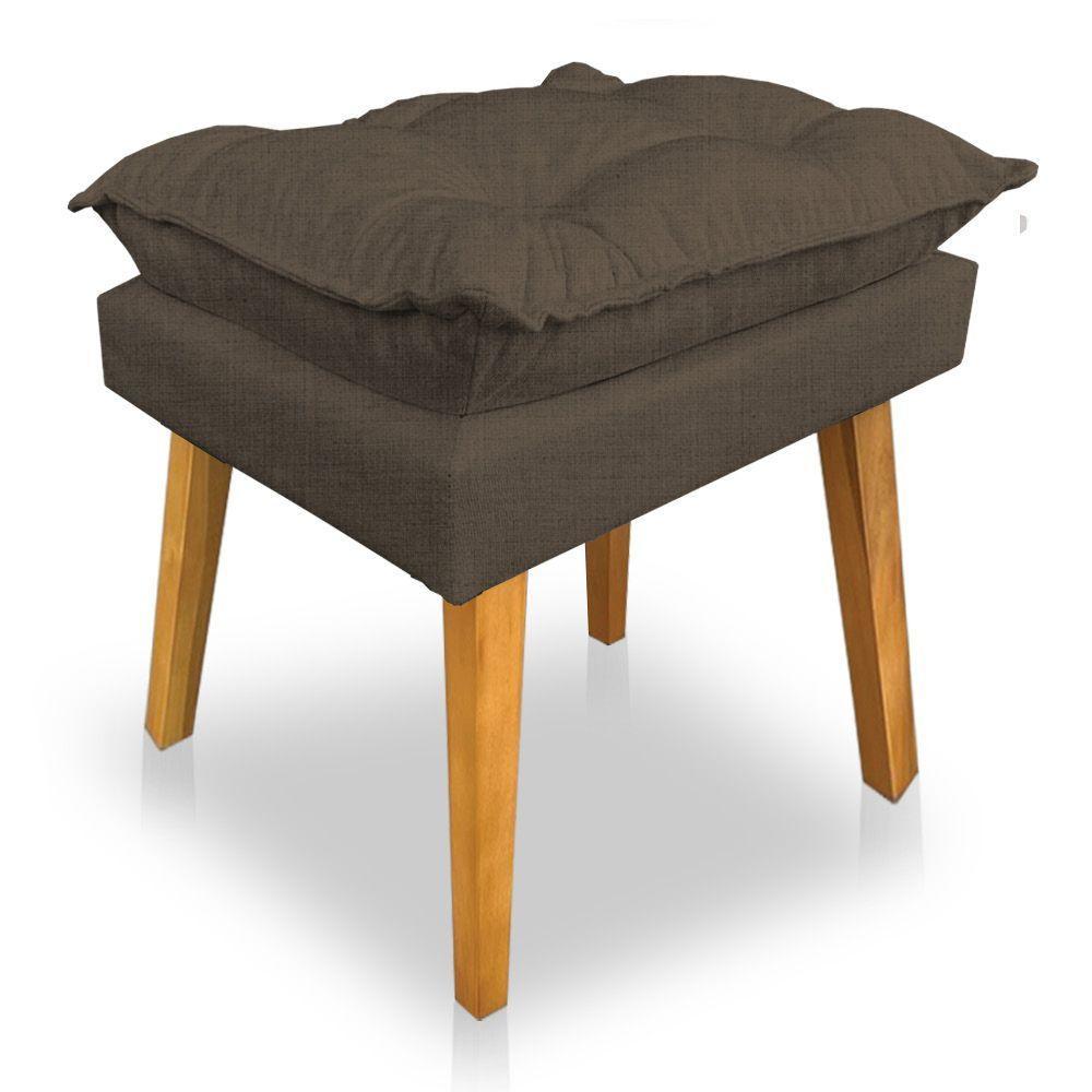 Kit 2 Poltronas Decorativa E Puff Opala Luxo Linho Marrom Dal Poz Estofados - 4