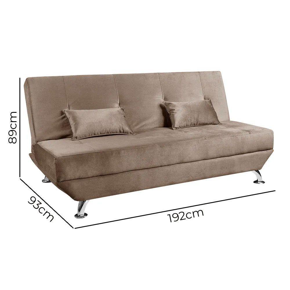 Sofá Cama Dubai 3 Lugares Veludo Turkay Shop Das Cabeceiras Castor - 3