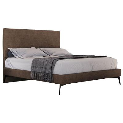 Cama Casal King Com Cabeceira 199cm Pés Metálicos Elisa S05 Veludo Marrom
