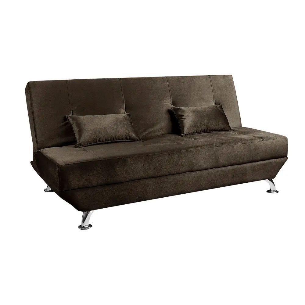 Sofá Cama Dubai 3 Lugares Veludo Turkay Shop Das Cabeceiras Chocolate - 1