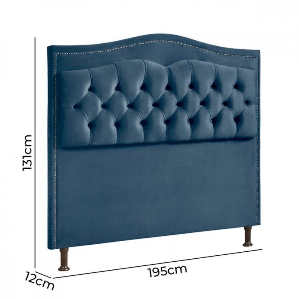 Cabeceira Holanda 1,95 2.0 - Veludo Shop Das Cabeceiras Azul - 3