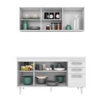 Armário Aéreo Parma E Balcão Para Pia Com Tampo 150cm Lisboa Branco - Lumil - 2