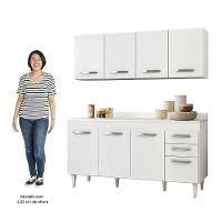 Armário Aéreo Parma E Balcão Para Pia Com Tampo 150cm Lisboa Branco - Lumil - 3