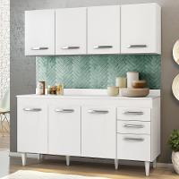 Armário Aéreo Parma E Balcão Para Pia Com Tampo 150cm Lisboa Branco - Lumil - 6