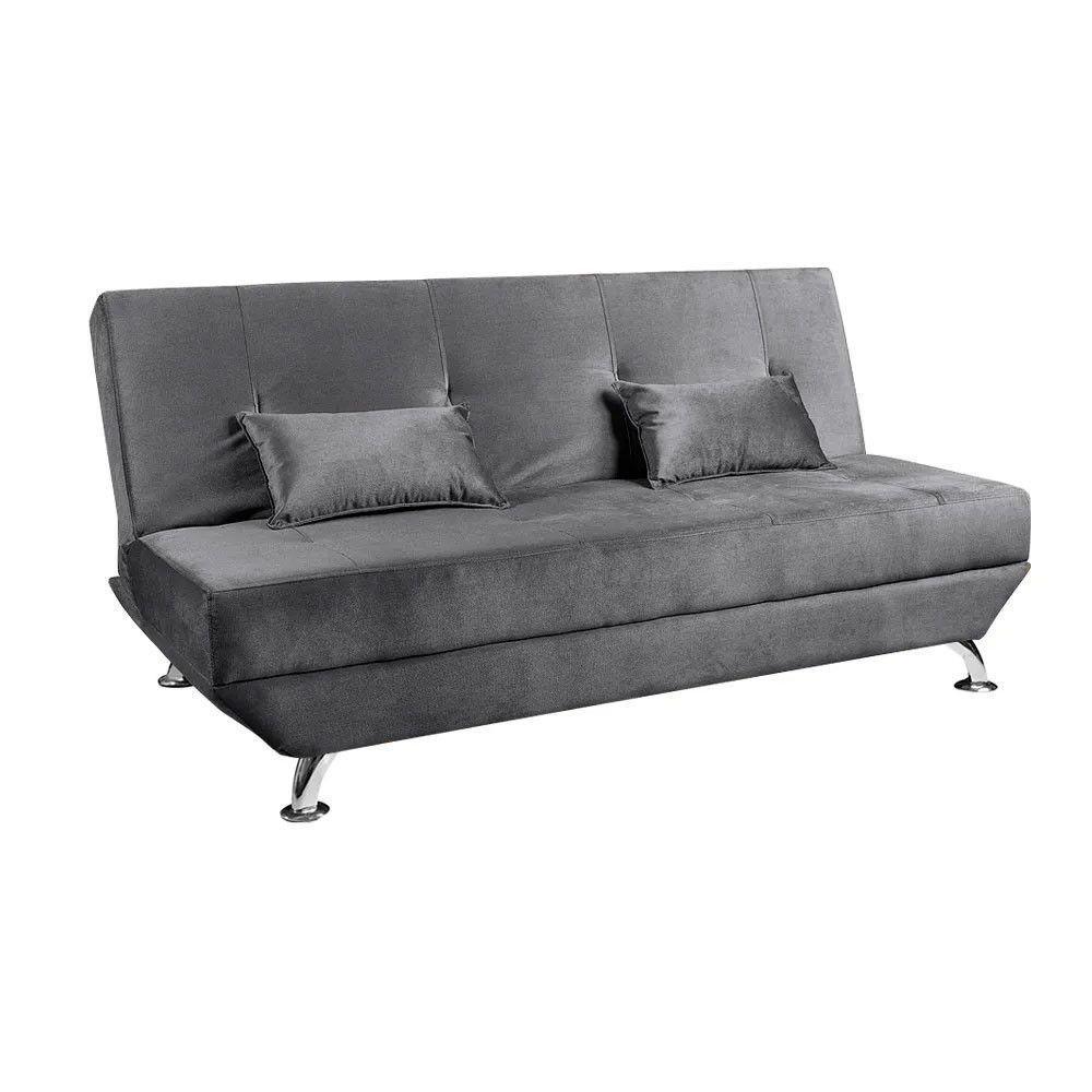 Sofá Cama Dubai 3 Lugares Veludo Turkay Shop Das Cabeceiras Chumbo - 1