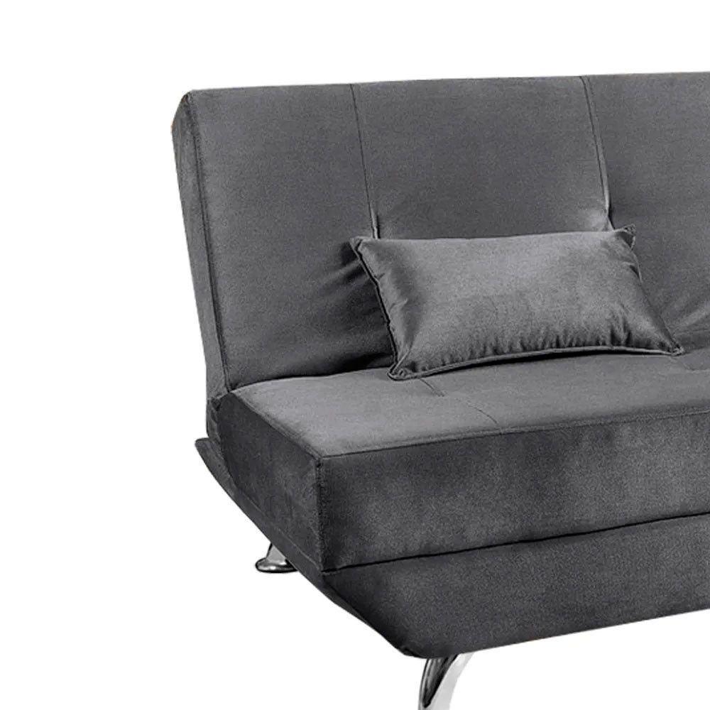 Sofá Cama Dubai 3 Lugares Veludo Turkay Shop Das Cabeceiras Chumbo - 2