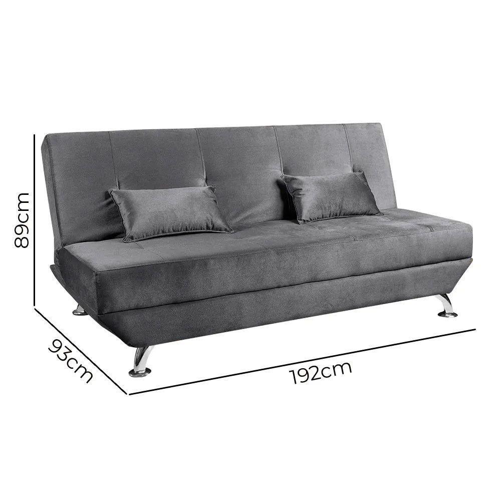 Sofá Cama Dubai 3 Lugares Veludo Turkay Shop Das Cabeceiras Chumbo - 3