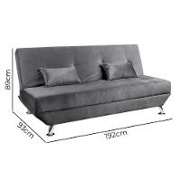 Sofá Cama Dubai 3 Lugares Veludo Turkay Shop Das Cabeceiras Chumbo - 3