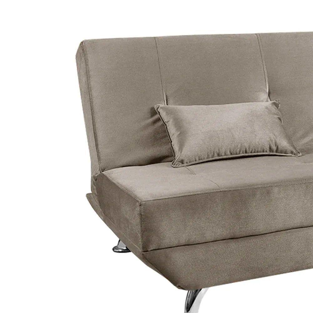 Sofá Cama Dubai 3 Lugares Veludo Turkay Shop Das Cabeceiras Marfim - 2