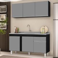 Armário Aéreo Argélia E Balcão Gabinete Com Pia Inox 150cm Dakota Preto-cinza - Lumil - 6