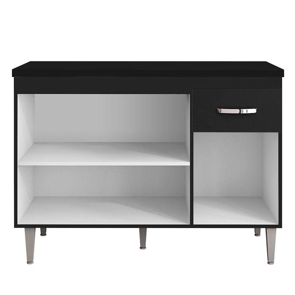 Balcão De Cozinha Gabriela Com Tampo 120 Cm Preto Fosco - Ajl - 3