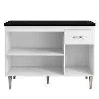 Balcão De Cozinha Gabriela Branco Flex Com Tampo 120 Cm Preto Fosco - Ajl - 3