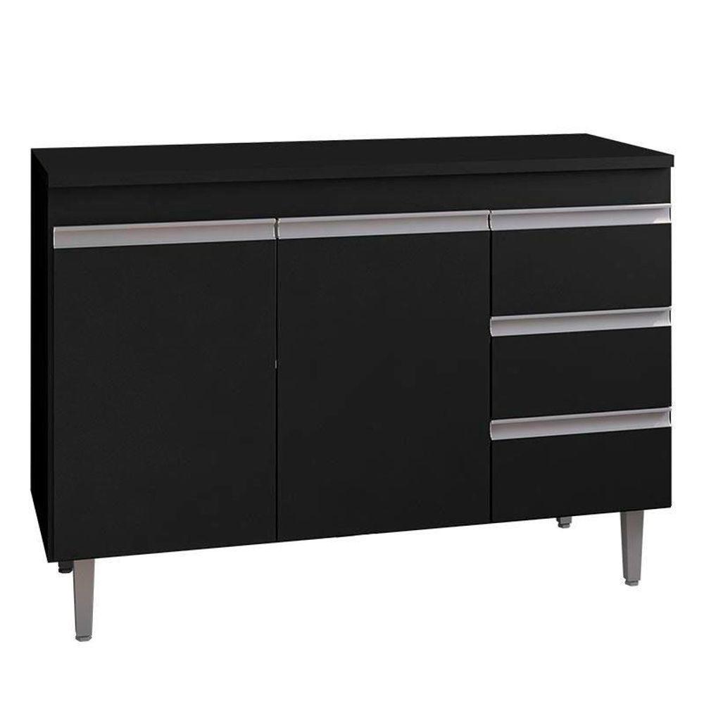 Balcão De Cozinha Andréia Com Tampo 100 Cm Preto Fosco - Ajl - 1