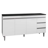 Balcão De Cozinha Andréia Branco Com Tampo 150 Cm Preto Fosco - Ajl - 1