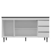 Balcão De Cozinha Andréia Branco Com Tampo 150 Cm Preto Fosco - Ajl - 3