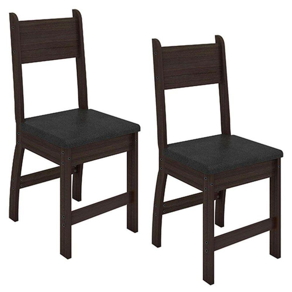 Cadeira Para Mesa De Jantar Milano Kit 2 Peças Amêndoa Preto - Poliman - 1