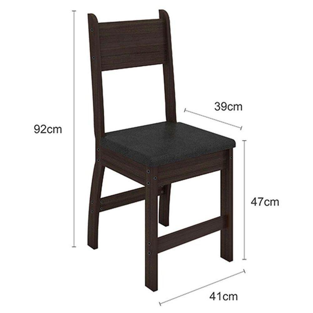 Cadeira Para Mesa De Jantar Milano Kit 2 Peças Amêndoa Preto - Poliman - 2