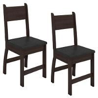 Cadeira Para Mesa De Jantar Milano Kit 2 Peças Amêndoa Preto - Poliman - 1